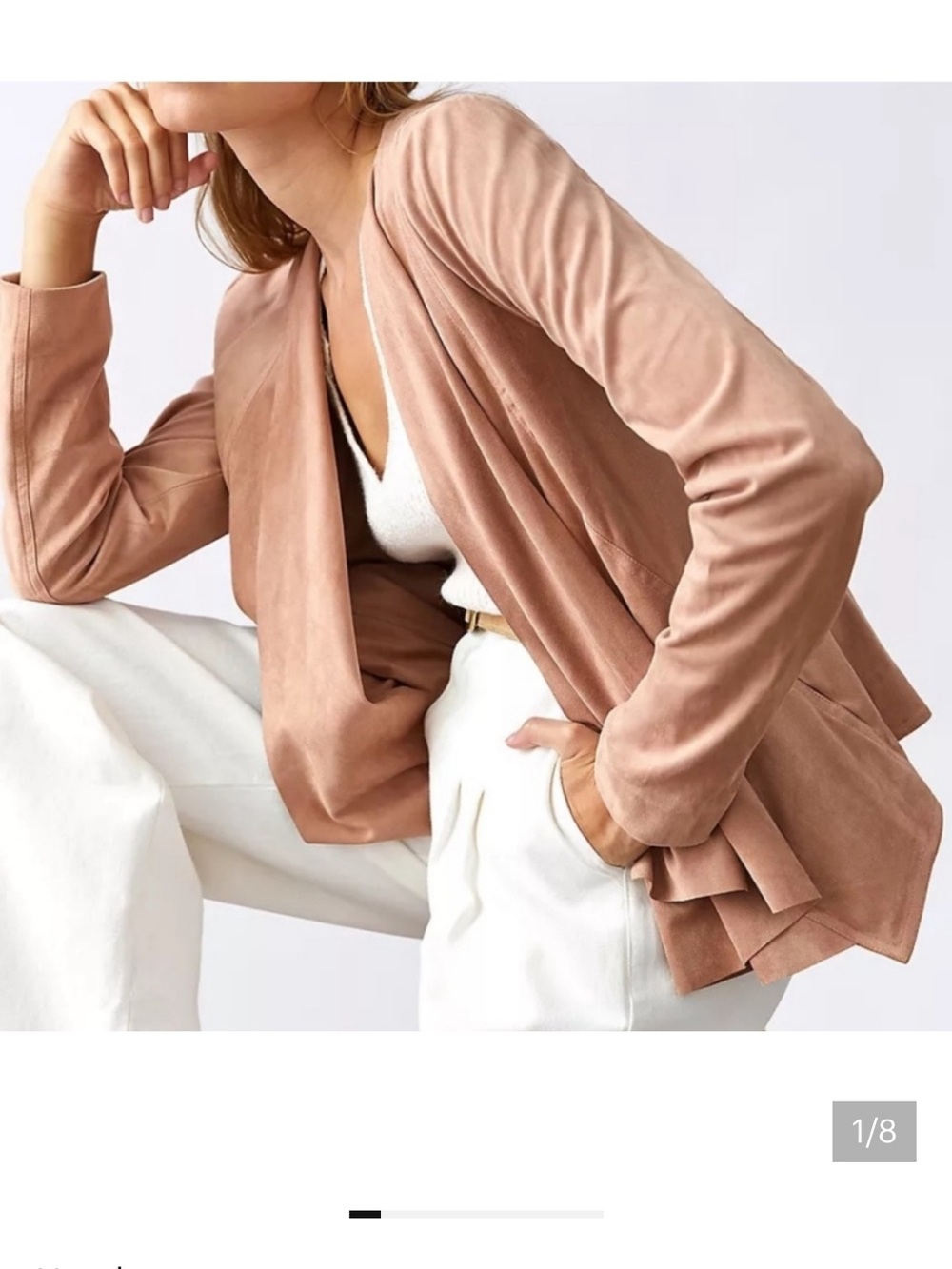 Hutch Rose-Tan Suede Open-Front Blazer - Picture 1 of 6